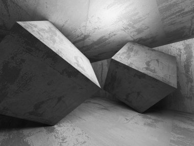 boş karanlık beton odası iç. 