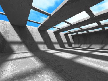 Beton duvarlar boş odası iç. 