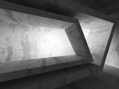 Karanlık boş beton odası iç. 