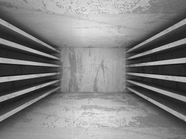 Karanlık beton boş odası iç 