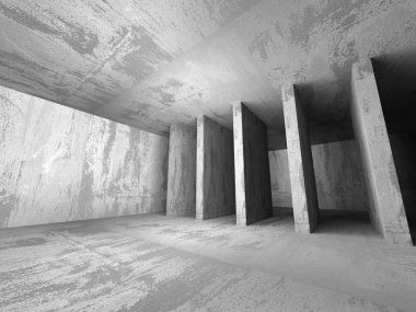 Boş beton duvarların iç Oda. 