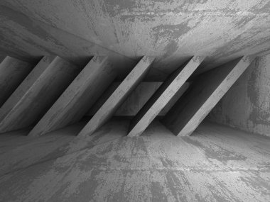 Karanlık beton boş oda. 