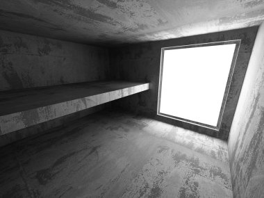 Boş beton odası geometrik iç. 
