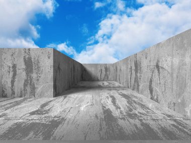 Bulutlu gökyüzü üzerinde beton mimari