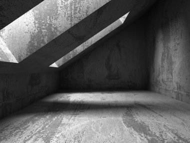 Karanlık beton odası Bodrum iç. Mimari geri