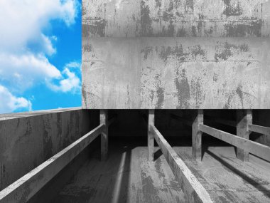 Bulutlu gökyüzü ile beton mimarisi