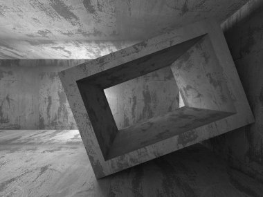 Karanlık boş beton Bodrum oda iç.