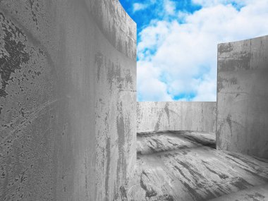 Bulutlu gökyüzü ile beton mimarisi