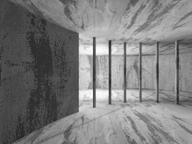 Beton boş oda. 