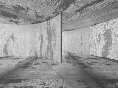 Karanlık beton boş oda. 