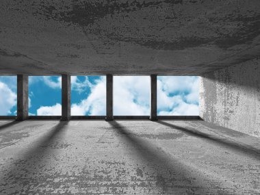 Bulutlu gökyüzü üzerinde beton mimari