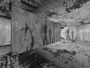 Karanlık beton boş odası iç 