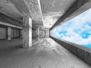 Beton duvarlar boş odası iç. 