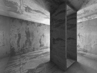 Karanlık beton boş odası iç 