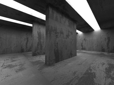 ışık ile karanlık boş oda.