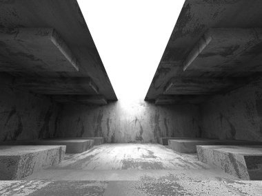 Beton Bodrum boş oda ışık ile. 