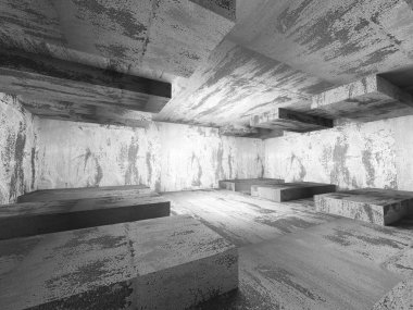 Karanlık beton boş odası iç 