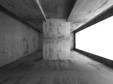 Karanlık boş oda. Beton paslı duvarlar. 