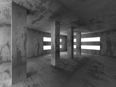 Karanlık beton boş odası iç 