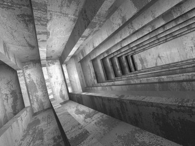 Karanlık beton boş odası iç 