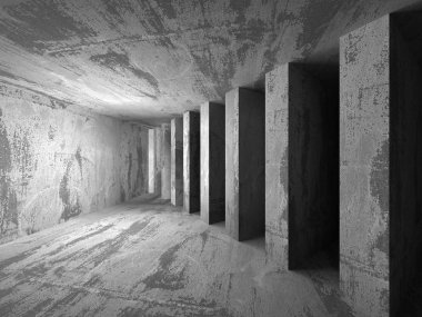 Karanlık beton boş oda kentsel iç 