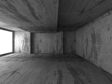 Karanlık beton boş odası iç 