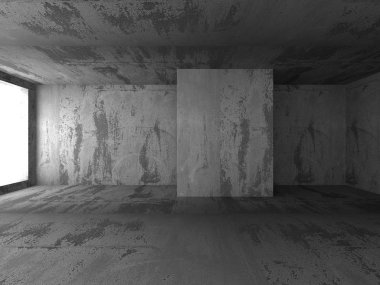 Boş beton duvarların iç Oda 