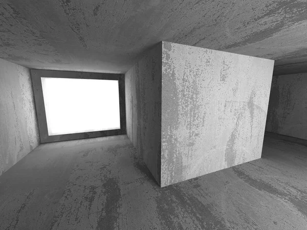 Betonnen kelder kamer interieur met uitgang licht. — Stockfoto