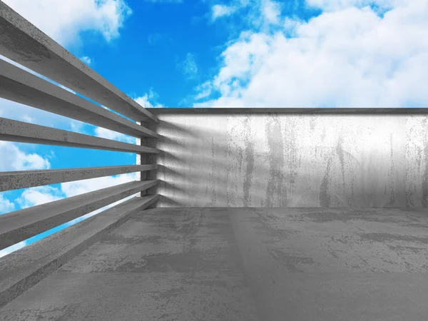 สถาปัตยกรรมนามธรรมคอนกรีตบนท้องฟ้าเมฆ — ภาพถ่ายสต็อก