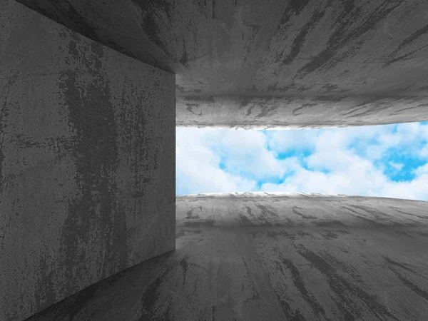 Concrete abstract architecture on cloudy sky — Stock Photo, Image