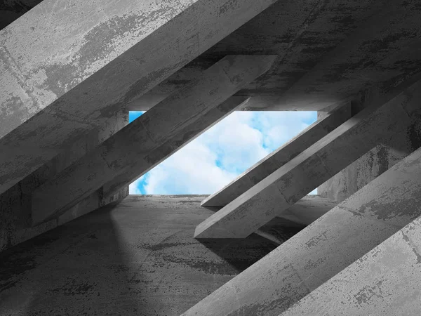 Arquitetura abstrata de concreto no céu nublado — Fotografia de Stock