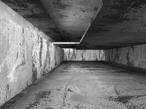 Empty dark concrete room interior. 