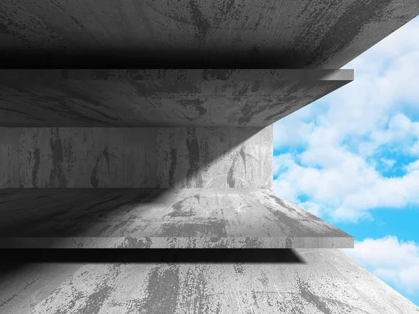 Arquitetura abstrata de concreto no céu nublado — Fotografia de Stock