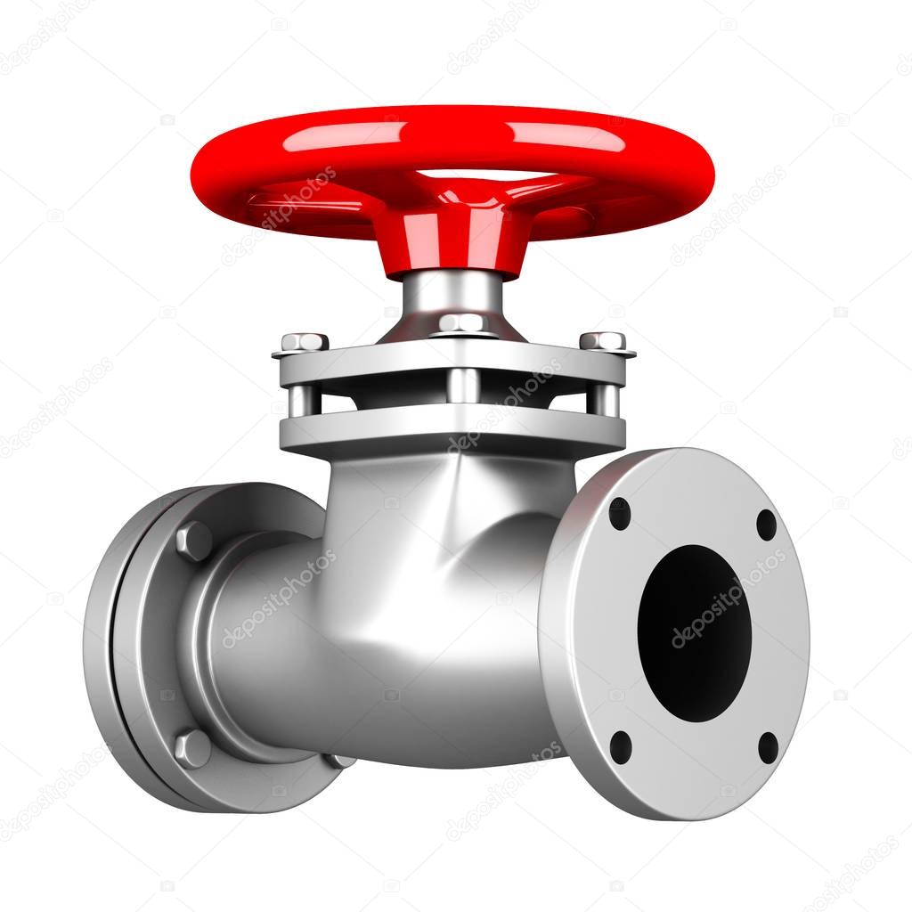 Pipe with a red valve 