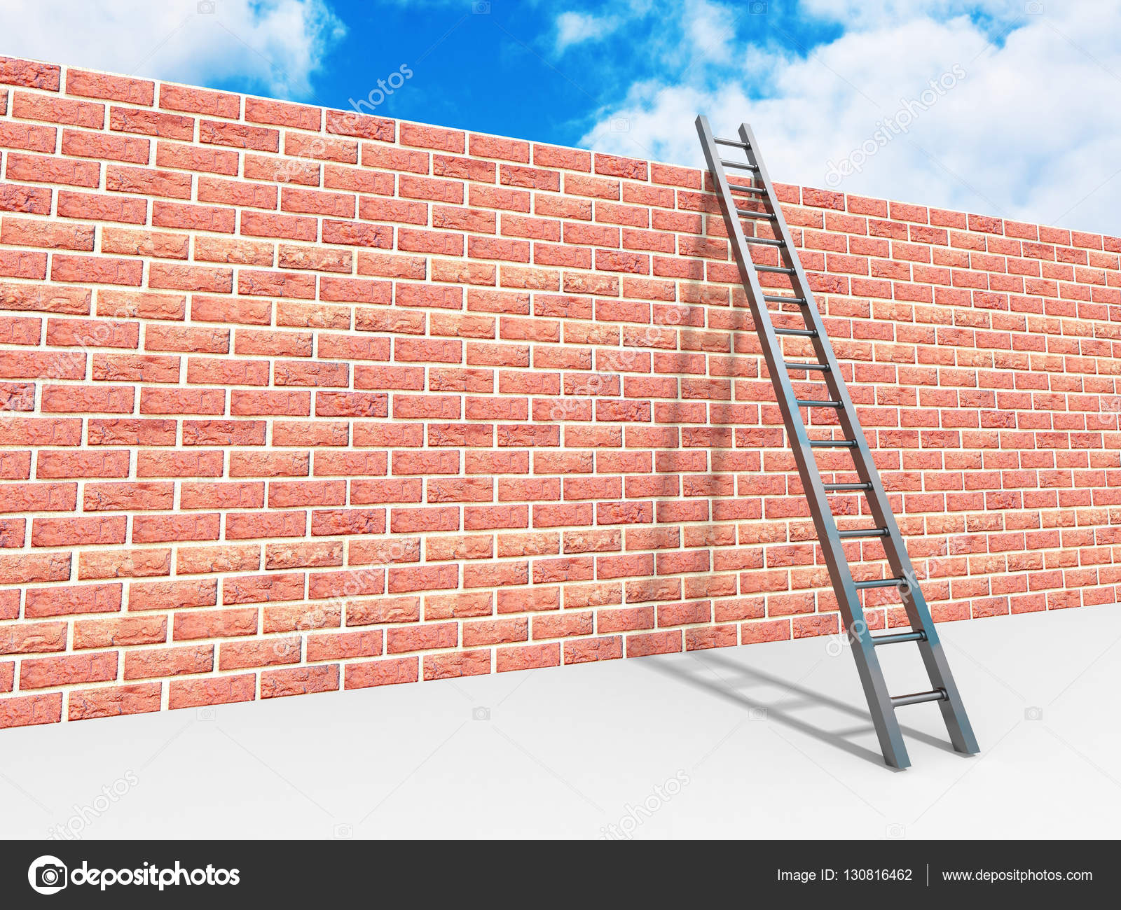 Brick block wall and ladder Stock Photo by ©VERSUSstudio 130816462