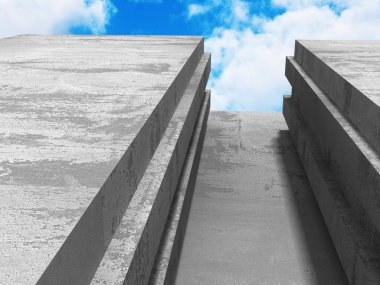 Bulutlu gökyüzü ile beton geometrik mimarisi