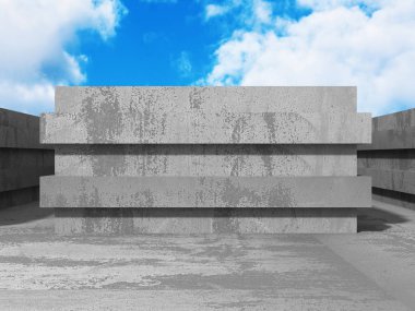 Bulutlu gökyüzü ile beton mimarisi 