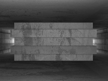 Karanlık boş beton odası iç 