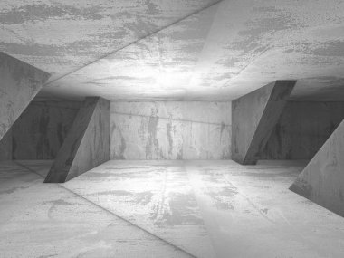 Soyut karanlık beton boş odası iç