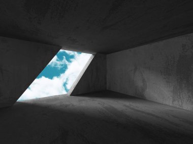 Boş oda iç beton duvarlar ile. 