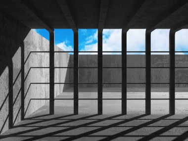 Beton duvarlar boş odası iç. 