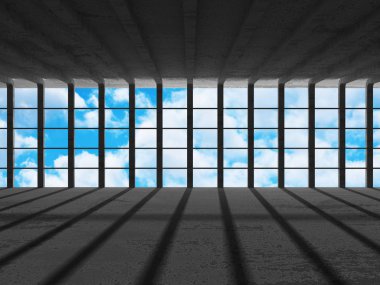 Beton duvarlar boş odası iç. 