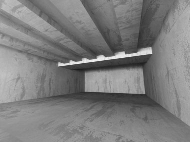 Beton duvarlar soyut karanlık oda. 