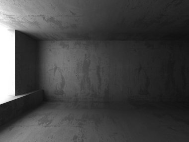 Karanlık beton odası Bodrum iç. 