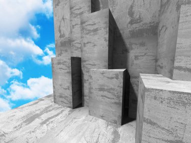 Bulutlu gökyüzü ile beton mimarisi 