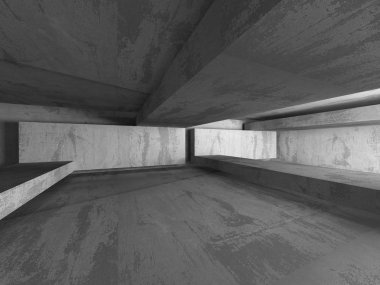 boş karanlık beton odası iç. 