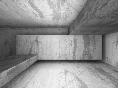 Karanlık beton boş odası iç 