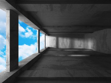 Bulutlu gökyüzü ile beton mimarisi 