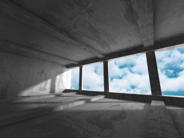 Beton duvarlar boş odası iç. 