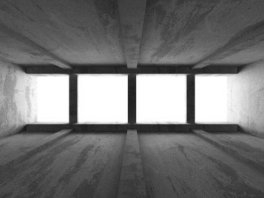 Karanlık beton boş odası iç. 